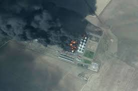Drone attacks on a military facility in southern Russia spark a fire 2024 Russia spark