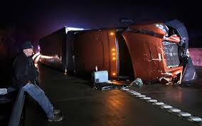 Overturned semi